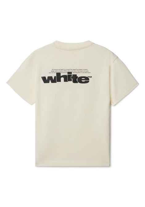 T-shirt panna con stampa nera Off-White kids OFF WHITE KIDS | T-SHIRT E POLO | OBAA002F24JER0080310